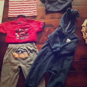 12 mo- 18 mo shorts, tshirts, jammies winter suit